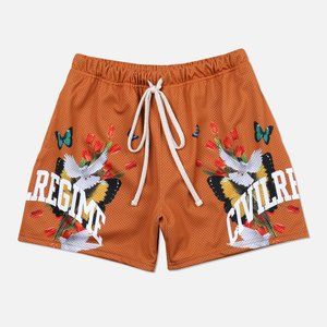 Civil Regime Meta Mesh Shorts in Orange 34 - XL